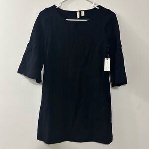 Moth Anthropologie Chester Bell Sleeve Mini Dress Black Size XS Extra Small New
